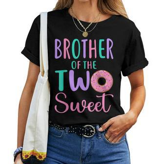 Brother Of The Two Sweet Bro 2Nd Birthday Girl Donut Party Women T-shirt - Thegiftio UK