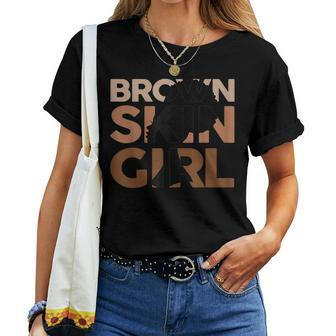 Brown Skin Girl Black Junenth Melanin Queen Afro Girls Women T-shirt - Thegiftio