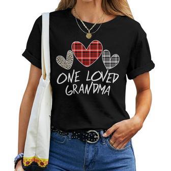 Buffalo Plaid One Loved Grandma Heart Valentine's Day Women T-shirt - Monsterry DE