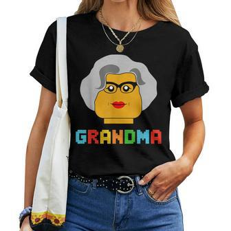 Building Block Brick Grandma Master Builder Family Matching Women T-shirt - Monsterry