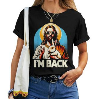 Bunny Christian Jesus Guess Who's Back Happy Easter Day Women T-shirt - Seseable