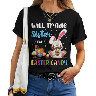 Bunny Eat Chocolate Eggs Will Trade Sister For Easter Candy Women T-shirt | Mazezy