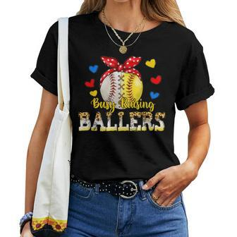 Busy Raising Ballers Softball Baseball Mom Mama Women T-shirt - Monsterry UK