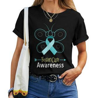 Butterfly Adoption Foster Care Ribbon Foster Care Awareness Women T-shirt - Monsterry CA