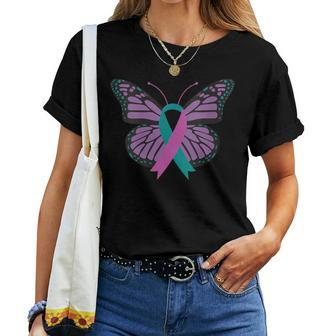 Butterfly Ribbon Suicide Awareness Mental Health Worker Women T-shirt - Monsterry DE