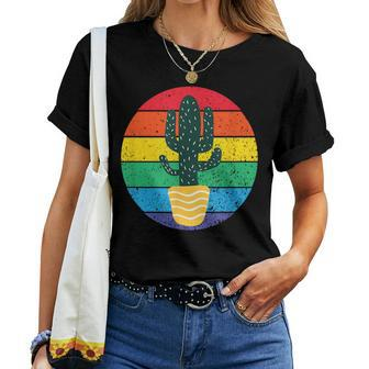 Cactus Serape Rainbow Awesome Novelty Women T-shirt - Seseable