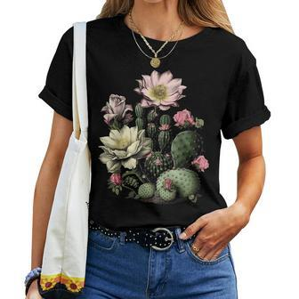 Cactus Succulent Plant Retro Cacti Botany Botanical Graphic Women T-shirt - Thegiftio