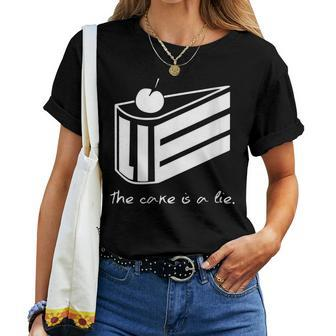 The Cake Is A Lie Portal Women T-shirt - Monsterry