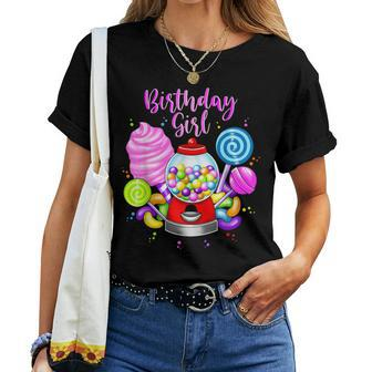 Candy Machine Birthday Girl Sweet Candyland Matching Family Women T-shirt - Monsterry