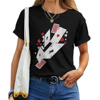 Card Shark Poker Player Four Aces Gambling Idea Women T-shirt - Monsterry