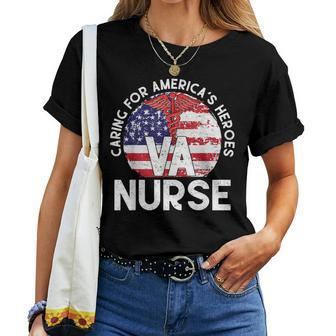 Caring For America's Heroes Patriotic Va Nurse Nurse Week Women T-shirt | Mazezy