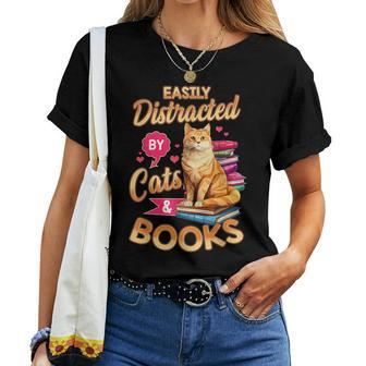 Cat For Book Lover Cats And Books Women T-shirt - Seseable