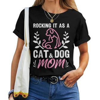 Cat And Dog Mom Fur Mama Mother's Day Women T-shirt - Seseable