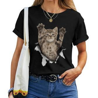 Cat Lady Cute Cats Cat Torn Cloth Kitten Women T-shirt - Thegiftio UK
