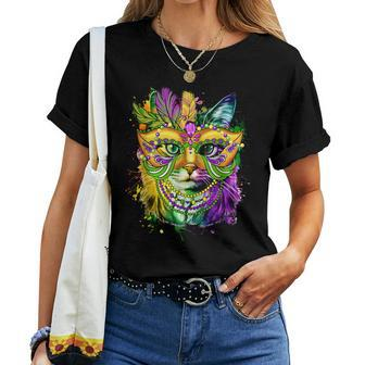 Cat Mardi Gras For Girls Cat Lover New Orleans Women T-shirt - Seseable