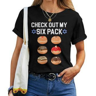Check Out My Six Pack Donut Abs Hanukkah Chanukah Women Women T-shirt | Mazezy DE