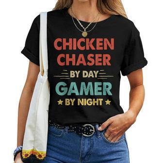 Chicken Chaser By Day Gamer By Night Women T-shirt - Monsterry