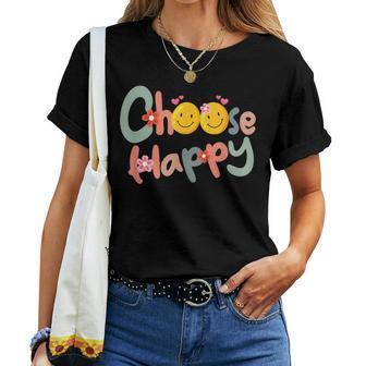 Choose Happy Positive Message Saying Quote Women T-shirt | Mazezy