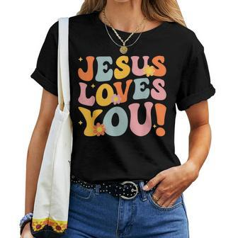 Christian Jesus Loves You Groovy Vintage Cute Kid Boy Girl Women T-shirt - Thegiftio UK