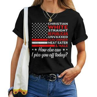 Christian White Straight Republician American Flag Women T-shirt - Monsterry CA