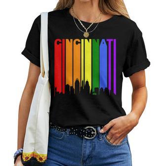 Cincinnati Ohio Downtown Rainbow Lgbt Gay Pride Women T-shirt - Monsterry AU