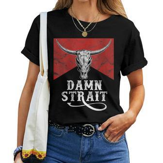 Classic Damn Strait Pride Vintage Bulls Skulls And Leopard Women T-shirt - Monsterry DE