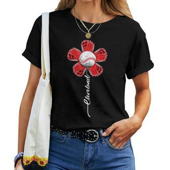 Cleveland Flower Baseball Souvenir I Love Cleveland Women T-shirt - Monsterry CA