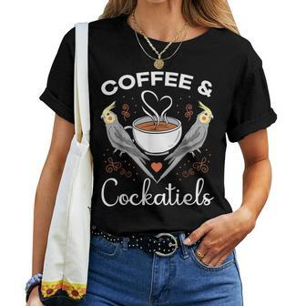 Cockatiel Coffee Lover Cockatoo Lutino Parrot Quarrion Tiel Women T-shirt - Monsterry