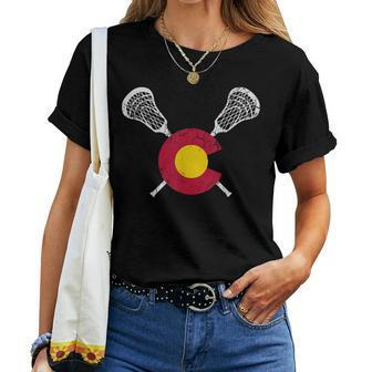 Colorado Flag Lacrosse Lax Player Team Coach Mom Dad Women T-shirt - Monsterry UK