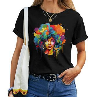 Colorful Afro Woman African American Melanin Blm Girl Women T-shirt - Thegiftio UK