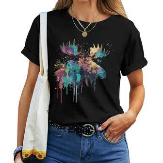 Colorful Moose Lovers Moose Mountains Wildlife Moose Women T-shirt - Monsterry CA