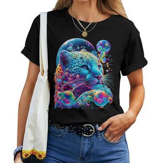 Colorful Rainbow Cheetah Graphic Women T-shirt - Monsterry CA