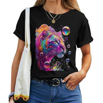Colorful Rainbow Tiger Graphic Women T-shirt - Thegiftio UK