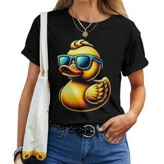 Cool Rubber Duck With Sunglasses Duckling Cute Ducky Women T-shirt | Mazezy