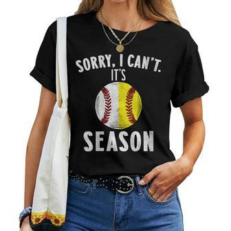 Cool Softball Mom Baseball Sorry I Can't Its Baseball Season Women T-shirt | Mazezy DE