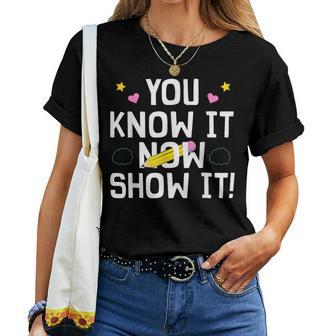 Cool Teacher Testing For Test Day Math Science Women T-shirt - Seseable