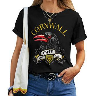 Cornwall 'One And All' S Vintage Cornish Chough & Shield Women T-shirt - Monsterry DE