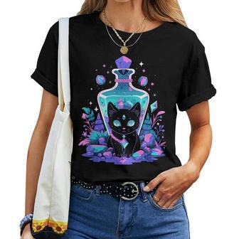 Cottagecore Goth Kawaii Anime Cat Girls Cat Women T-shirt - Seseable