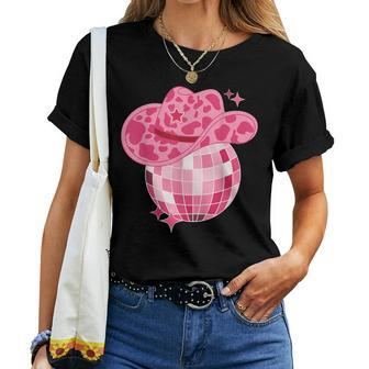 Cowboy Hat Disco Groovy Ball Girls Let's Go Western Cowgirls Women T-shirt - Seseable