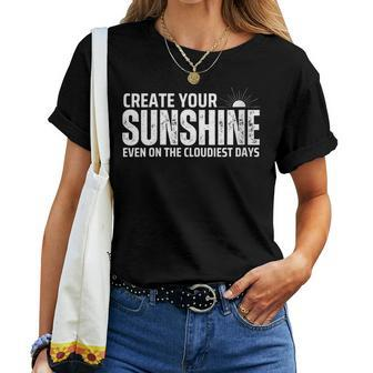 Create Your Own Sunshine Motivational Quote Retro Vintage Women T-shirt - Monsterry