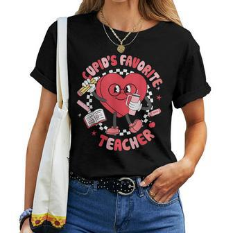 Cupid's Favorite Teacher Cute Heart Valentines Day Kid Women T-shirt - Thegiftio UK