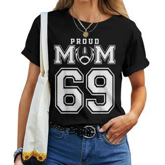 Custom Proud Football Mom Number 69 Personalized For Women Women T-shirt - Monsterry DE