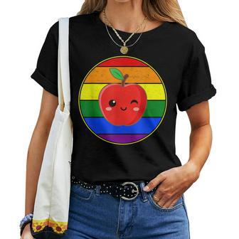 Cute Apple Lover Lgbtq Stuff N Rainbow Kawaii Love Fruit Women T-shirt - Monsterry UK