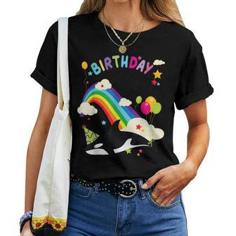 Cute Birthday Girl Orca Lovers & Killer Whale Lovers Rainbow Women T-shirt - Monsterry CA