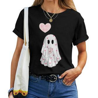 Cute Be My Boo Valentines Ghost With Balloon Girls Women T-shirt - Monsterry DE