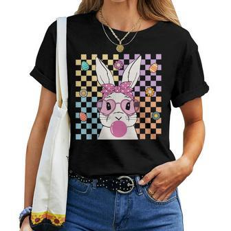 Cute Bunny With Bandana Bubblegum Retro Groovy Easter Day Women T-shirt | Mazezy DE