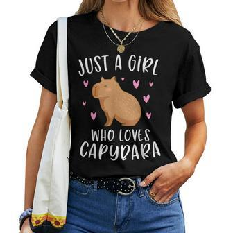 Cute Capybara For Girls Just A Girl Who Loves Capybara Women T-shirt - Thegiftio UK
