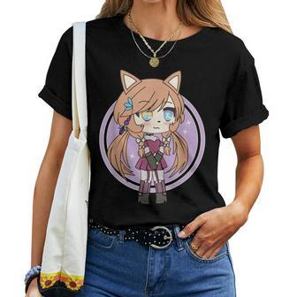 Cute Chibi Style Kawaii Redhead Anime Fox Girl Foxy Chan Women T-shirt - Seseable