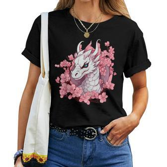 Cute Dragon With Cherry Blossoms I Girl Dragon Women T-shirt - Thegiftio UK