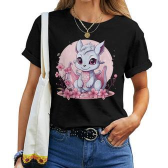 Cute Dragon With Cherry Blossoms I Girl Dragon Women T-shirt | Mazezy